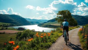 Radfahrer auf dem Donauradweg